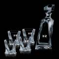 24 Oz. Bonham Crystalline Decanter w/ 4 On The Rocks Glasses